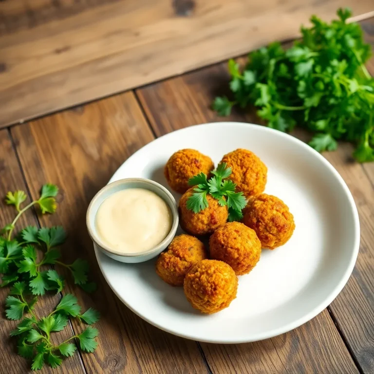 A platter of crispy homemade falafel balls made from ground chickpeas and fresh herbs, served alongside pita bread, hummus, and a refreshing cucumber-tomato salad.