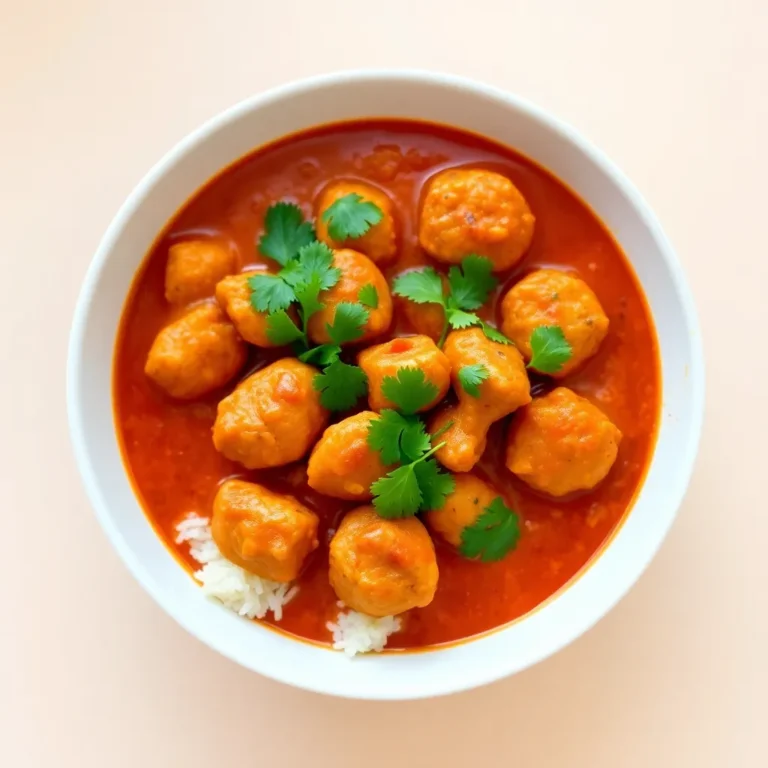 A bowl of chicken tikka masala featuring tender, marinated chicken pieces simmered in a rich, creamy tomato sauce, garnished with fresh cilantro, and served alongside basmati rice and naan bread.