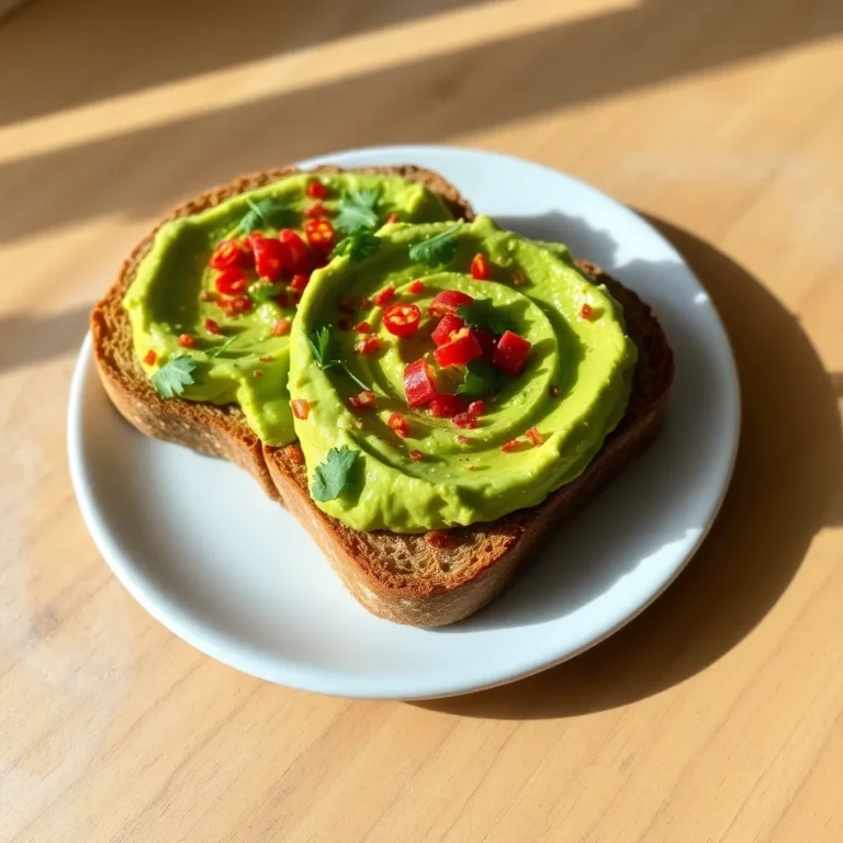 Crispy avocado toast topped with mashed ripe avocado, sliced cherry tomatoes, radish slices, and a sprinkle of everything bagel seasoning, served on toasted sourdough bread.